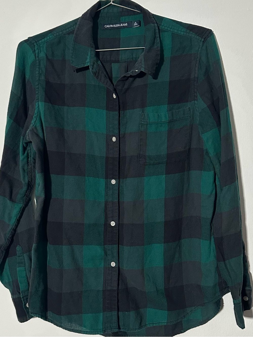 Calvin Klein Green Black Buffalo Plaid Lightweight Flannel M